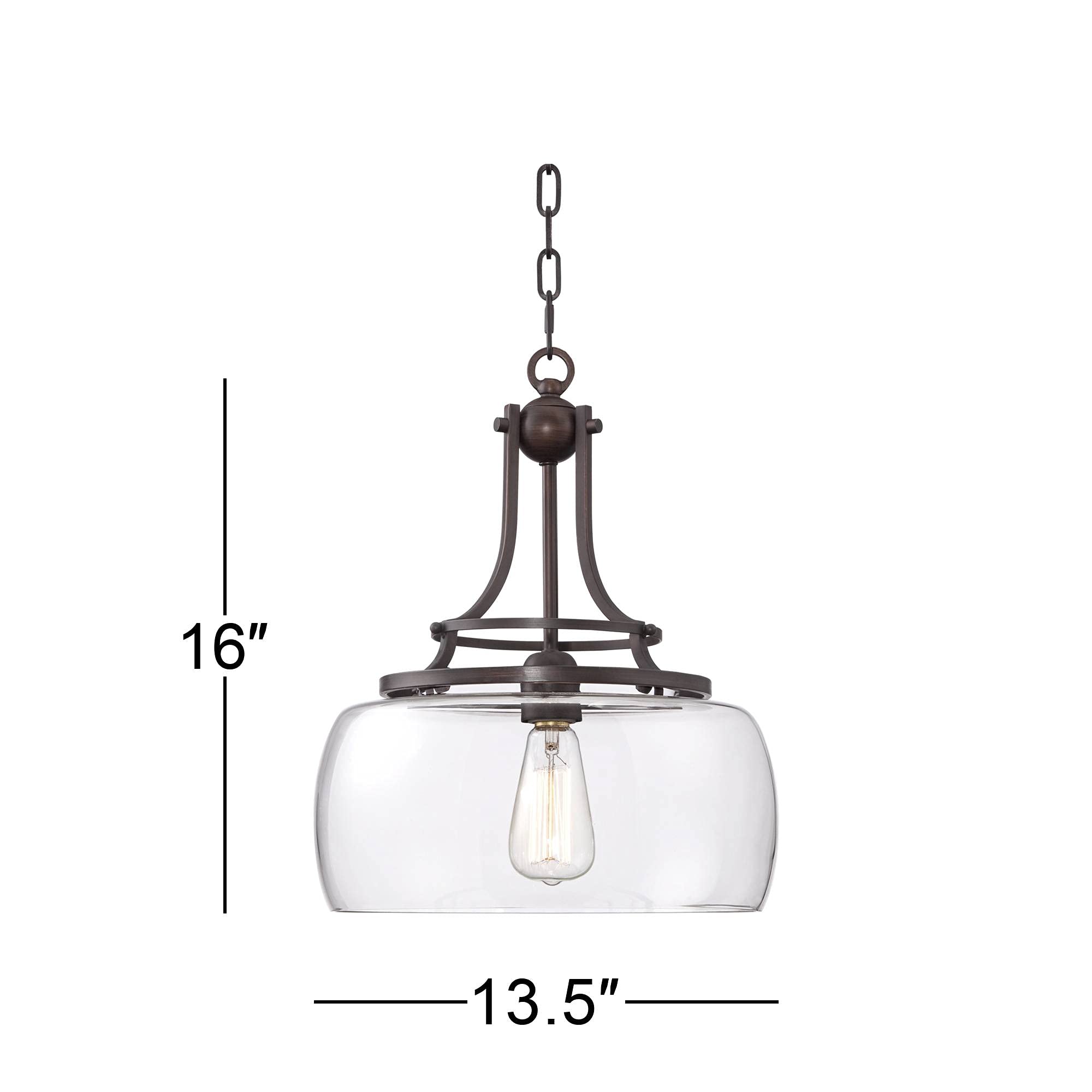 Franklin Iron Works Charleston Satin Nickel Pendant Chandelier 16" Wide Rustic Farmhouse Seeded Clear Glass LED 3-Light Fixture for Dining Room House Foyer Entryway Kitchen Bedroom Living Room