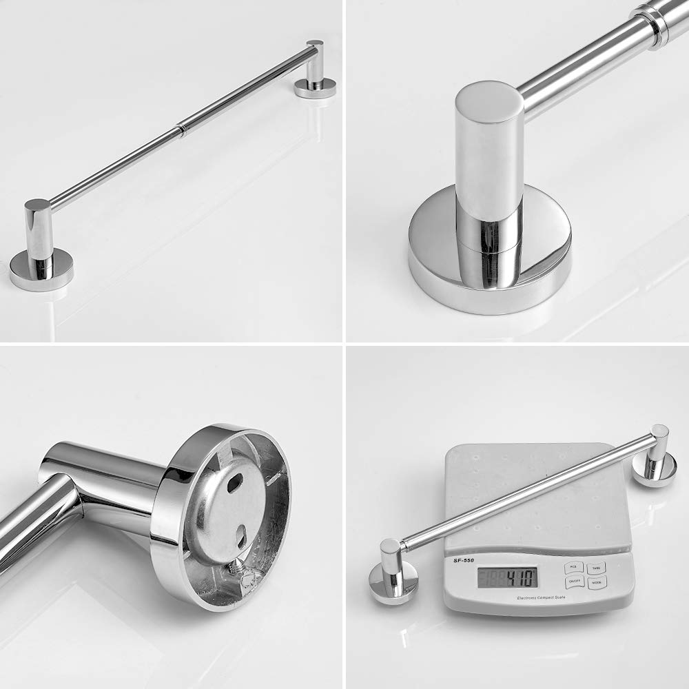 BESy Adjustable 15 to 26 Inch Single Bath Towel Bar for Bathroom SUS304 Stainless Steel Towel Holder, Wall Mount with Screws Hand Towel Bar Rod Hotel Style, Brushed Gold