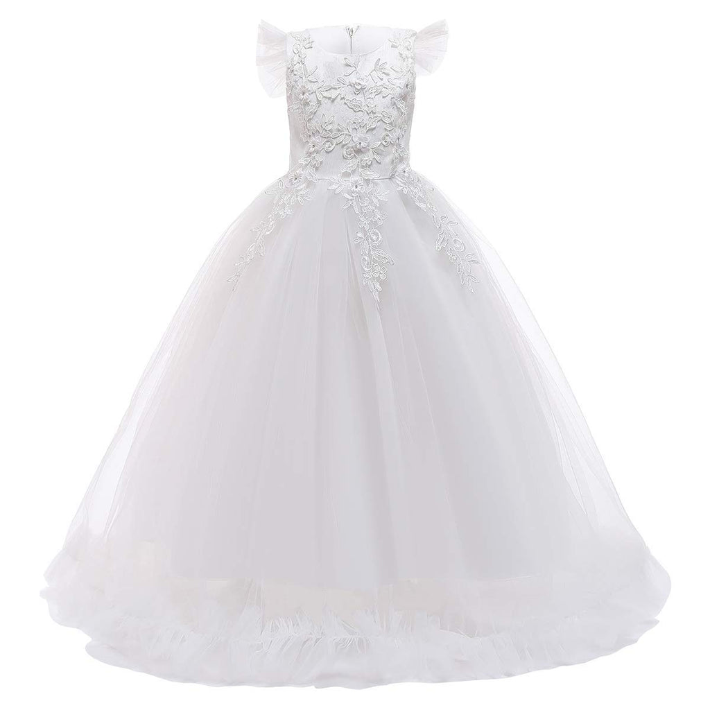 Flower Girls Maxi Dress Bridesmaid Wedding Pageant Party Princess Communion Floral Boho Vintage Lace Dance Gown
