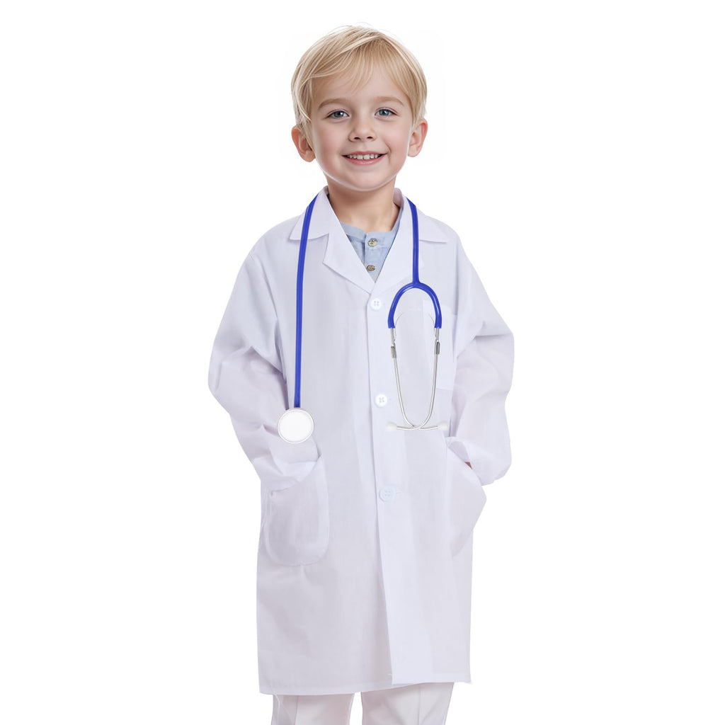 Doctor Scientist Lab Coat for Kids Children Doctor Costume Dress Up Coat for Boys Girls Halloween Costume Role Play