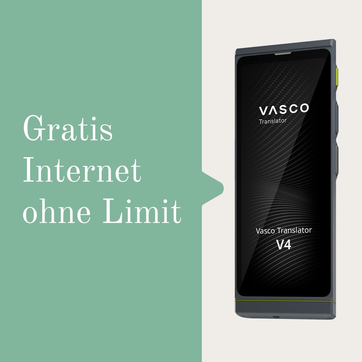 Vasco V4 Language Translator Device | 112 Languages | Free Lifetime Internet in Almost 200 Countries | Black Onyx