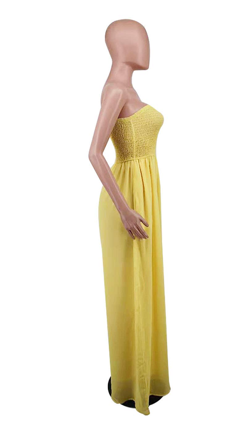 Ophestin Women's Strapless Tube Wide Leg Jumpsuits Smocked Women Jumpsuits Dressy Casual Flowy One Piece Jumpsuits Rompers