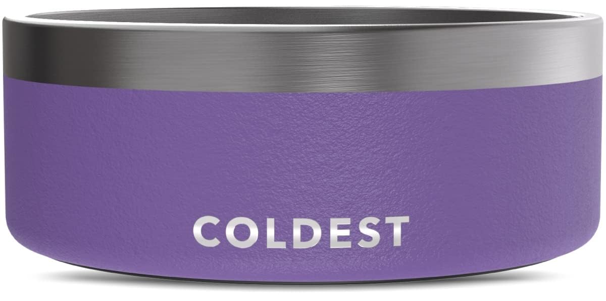 Coldest Dog Bowl - Anti Rust Metal, Non Slip, 3 Layers Insulated Stainless Steel Dog Bowls - Spill Proof & Heavy Duty - Water Bowl for Dogs, Cats & Pets, Dish Washer Safe (21 oz, Mars Red Glitter)
