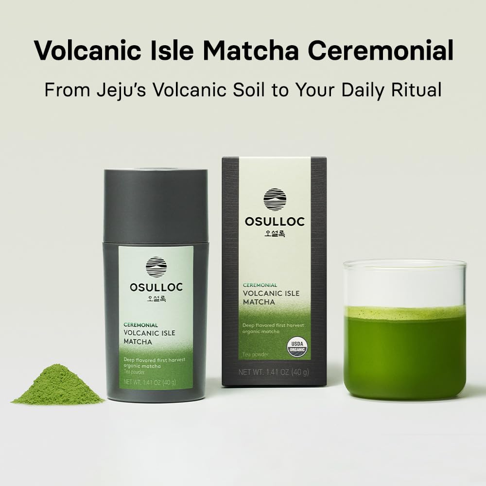 OSULLOC Volcanic Isle Matcha Powder, Ceremonial Grade Korean Matcha, Green tea powder from Jeju Island (1.41oz, 40g)