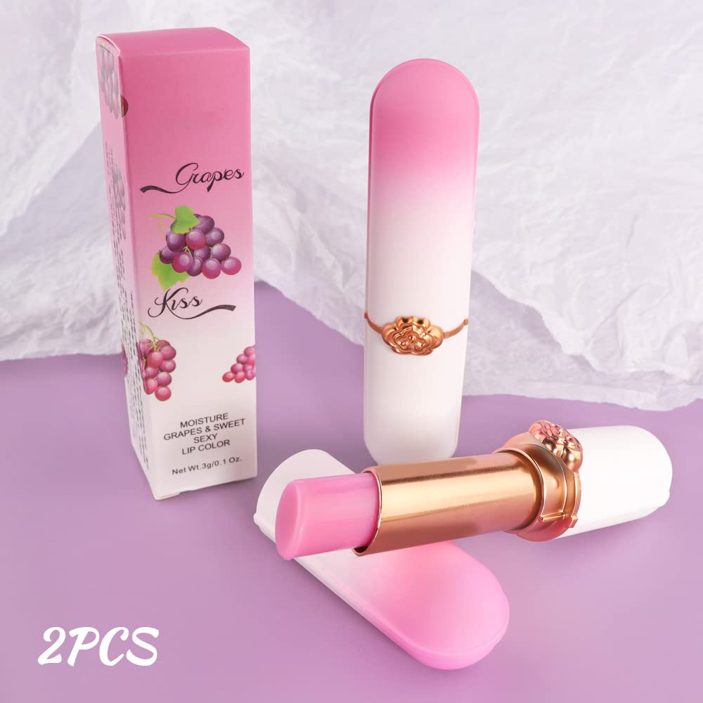 evpct 2Pcs Blueberry Tinted Lip Balms PH Lip Color Changing Lipstick Balm Stain Gift Set Queen for Women Girls Korean Mood Long Lasting Color Change Light Pink Lipstick Lip Tint Plumper Gloss
