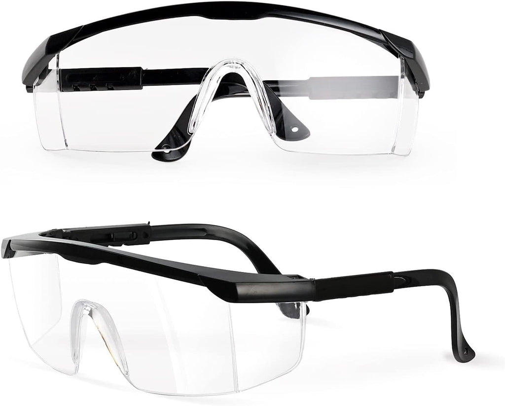 PACIFIC PPE 2 Pack Safety Glasses for Men and Women, ANSI Z87 Safety Goggles with Scratch Resistant Clear Wraparound Lenses, Adjustable Lab Goggles, UV Protection Lab Glasses