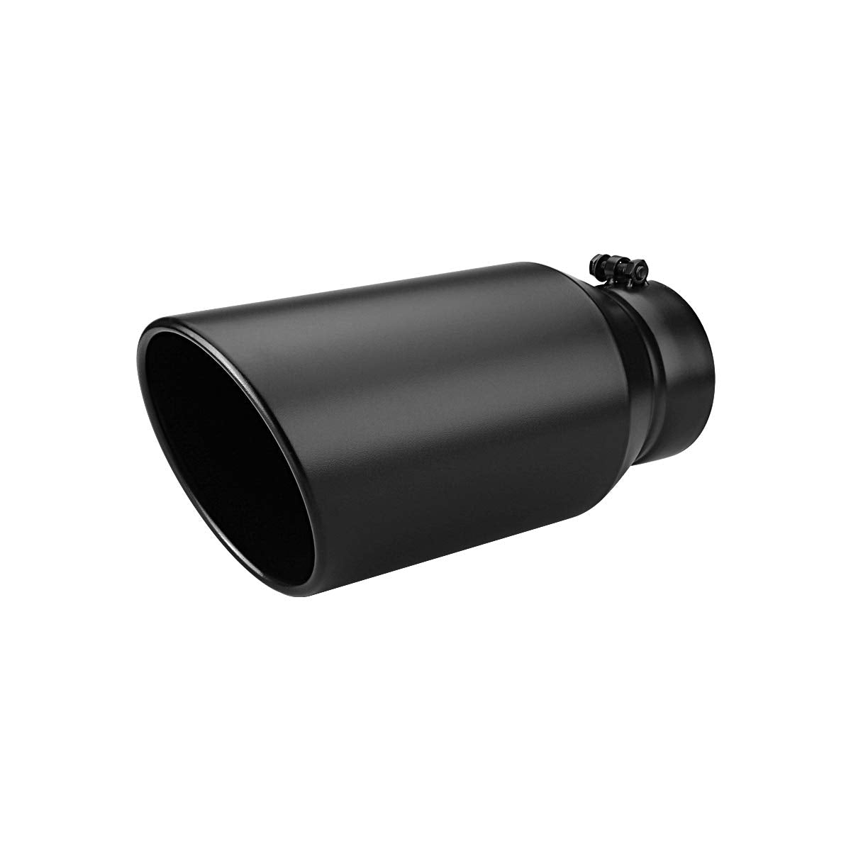 LCGP 5" Inlet Exhaust Tip, 6" Outlet 15" Long Bolt On Stainless Steel Diesel Exhaust Tailpipe Black