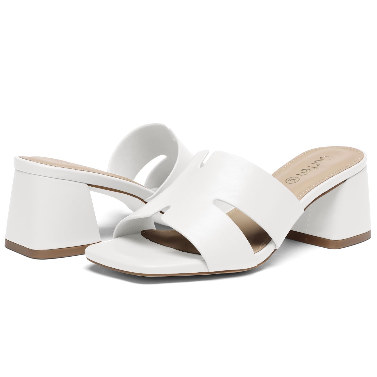 Women's Square Open Toe Sandals Low Block Chunky Heel Slip on Comfortable Casual Sandals for Daily Wear