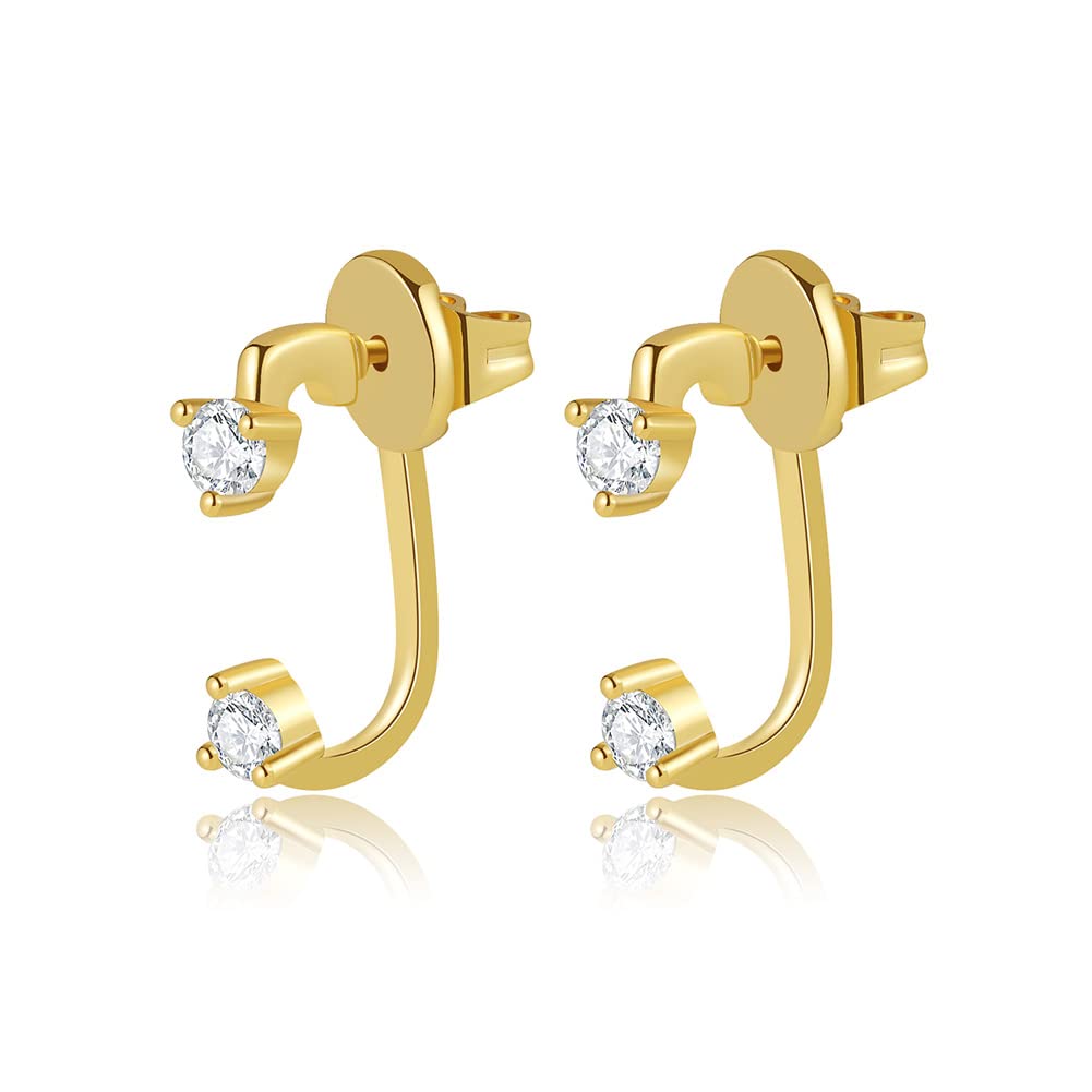 Obidos 14K Gold Plated Illusion Stud Earrings for Women | Triple Huggie Hoop Earrings for One Hole| Trendy Simple Hypoallergenic Fashion Accessories Gold Jewelry Gifts for Womens