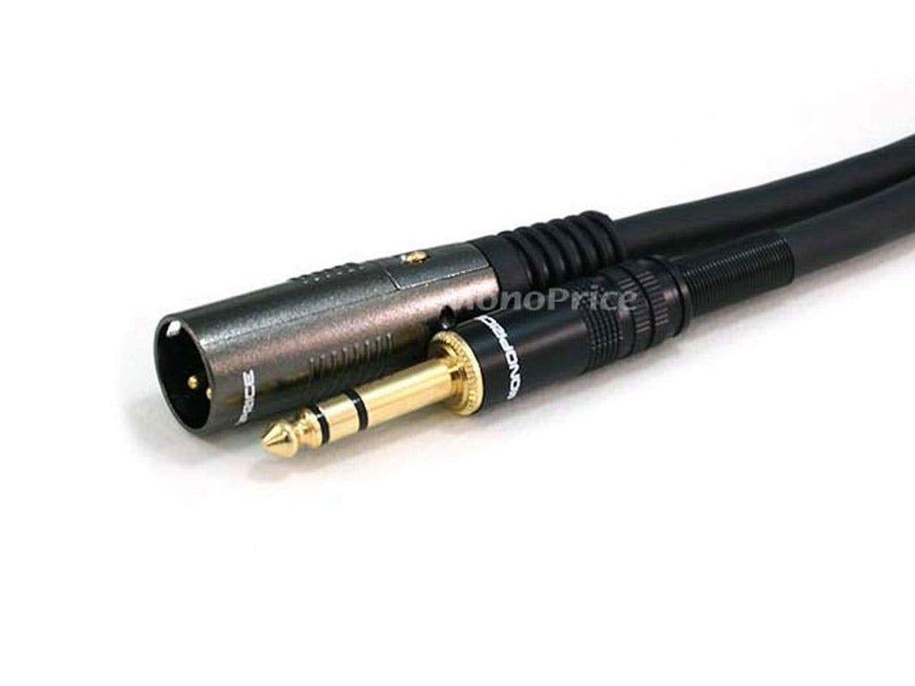 Monoprice 104759 1.5-Feet Premier Series XLR Male to 1/4-Inch TRS Male 16AWG Cable Black