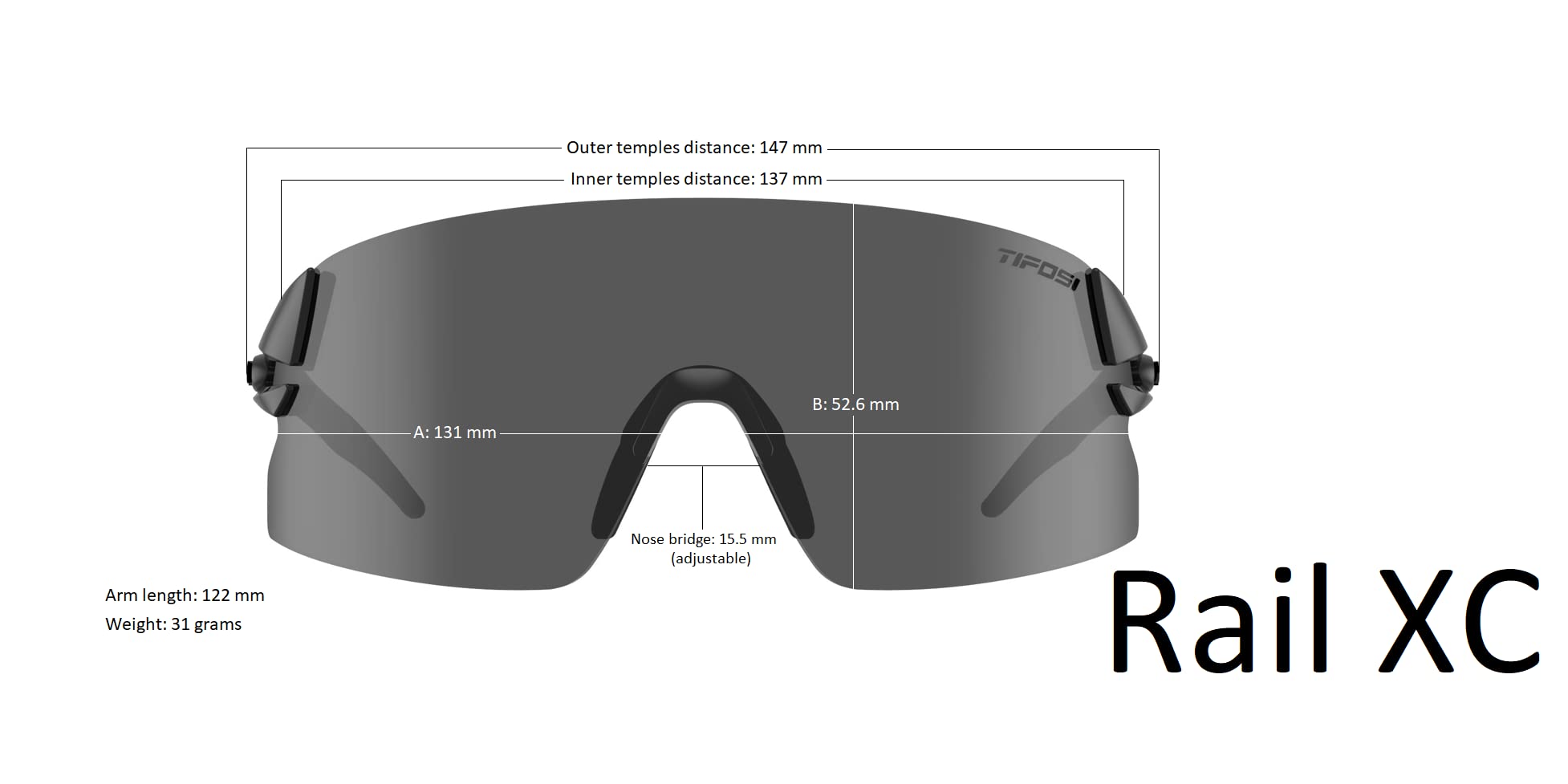 Tifosi Optics Rail XC Sport Sunglasses - Ideal For Cycling (Road & Gravel), Baseball, Softball and Running