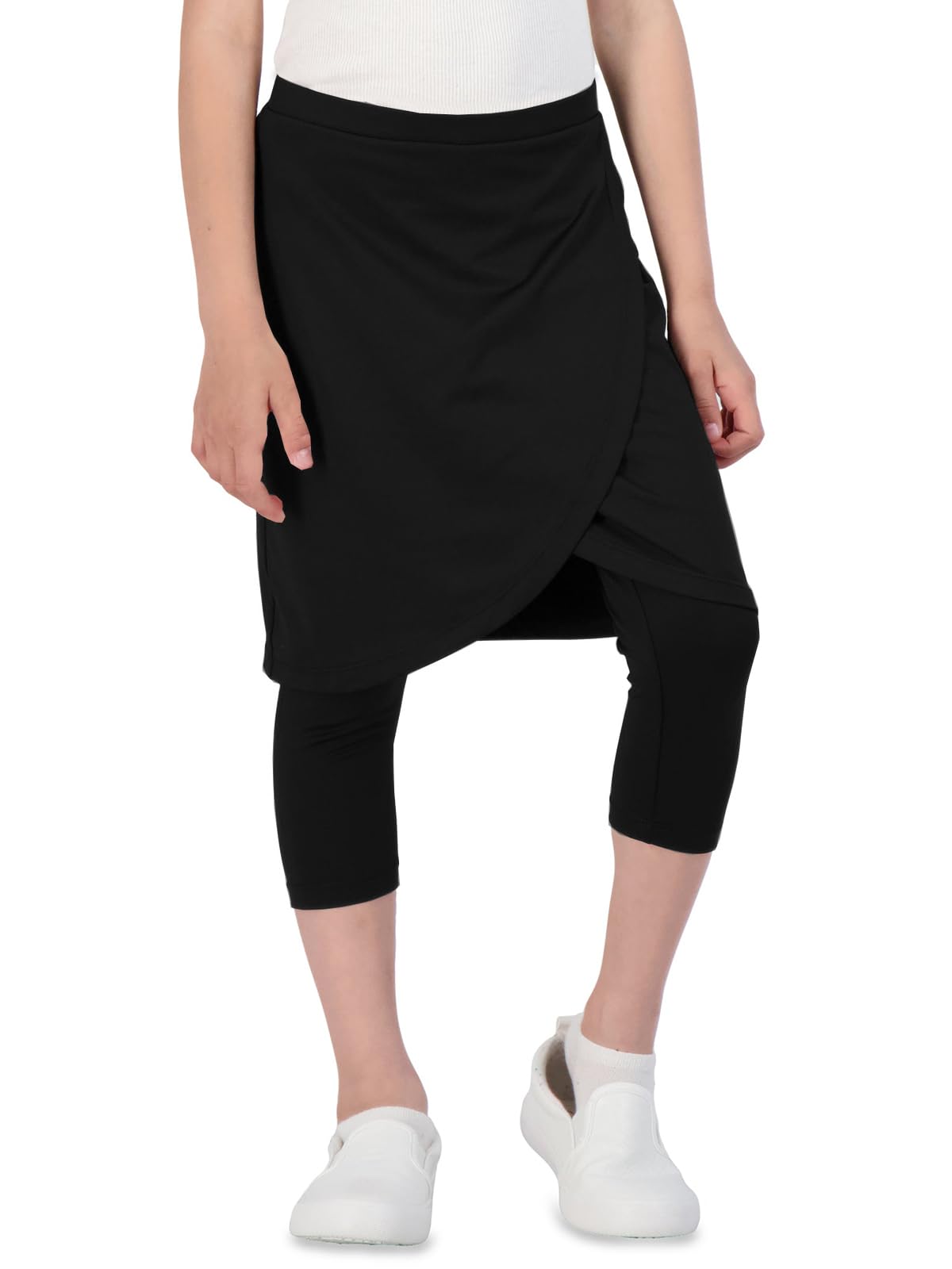 CharmWM Girls High Elastic Waist Capri Pants Kids Cute Active Golf Tennis Skorts Leggings Skirts Trousers