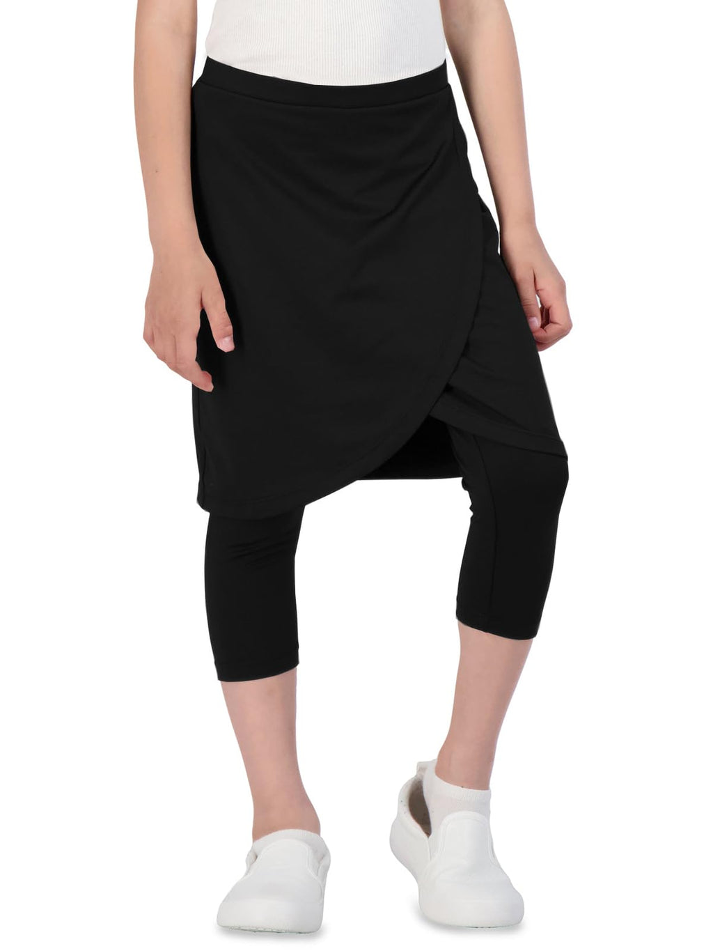 CharmWM Girls High Elastic Waist Capri Pants Kids Cute Active Golf Tennis Skorts Leggings Skirts Trousers