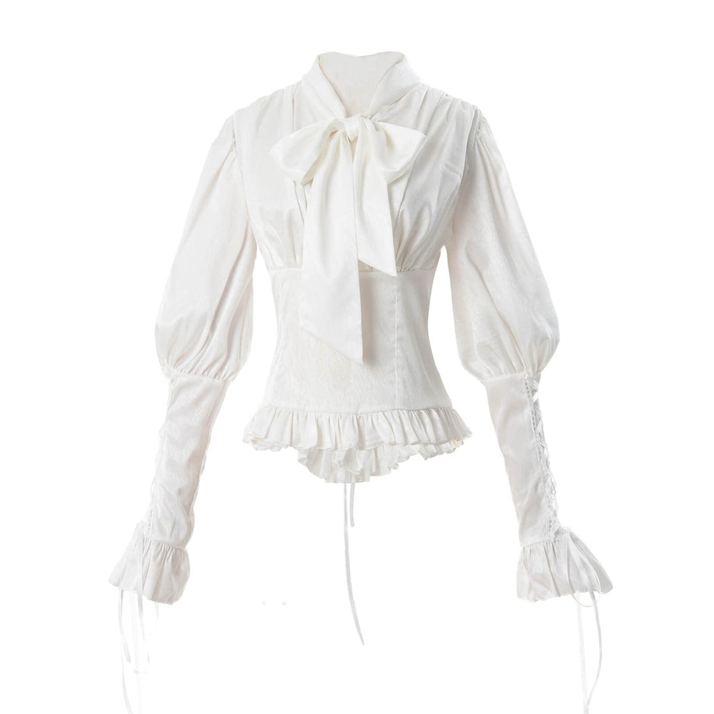 Nuoqi Victorian Blouse Womens Gothic Shirt Vintage Long Sleeve Lotus Ruffle Tops