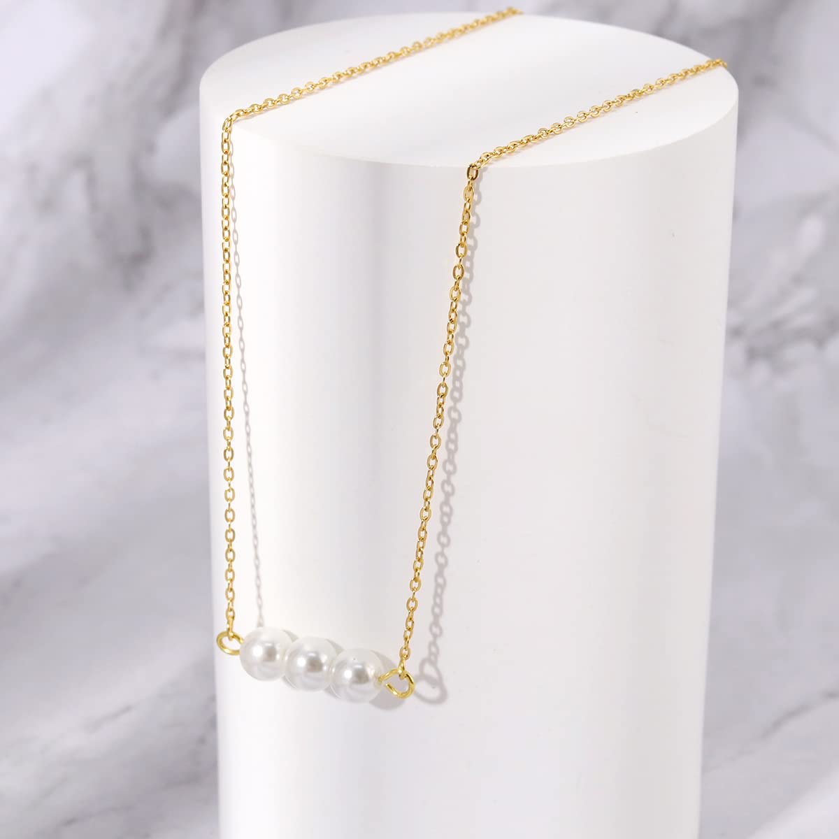 Pearl Necklaces for Women,14K Real Gold Plated Dainty Cute Pearl Necklace for Women Handmade Pearl Chain Necklace Everyday Jewelry Gift