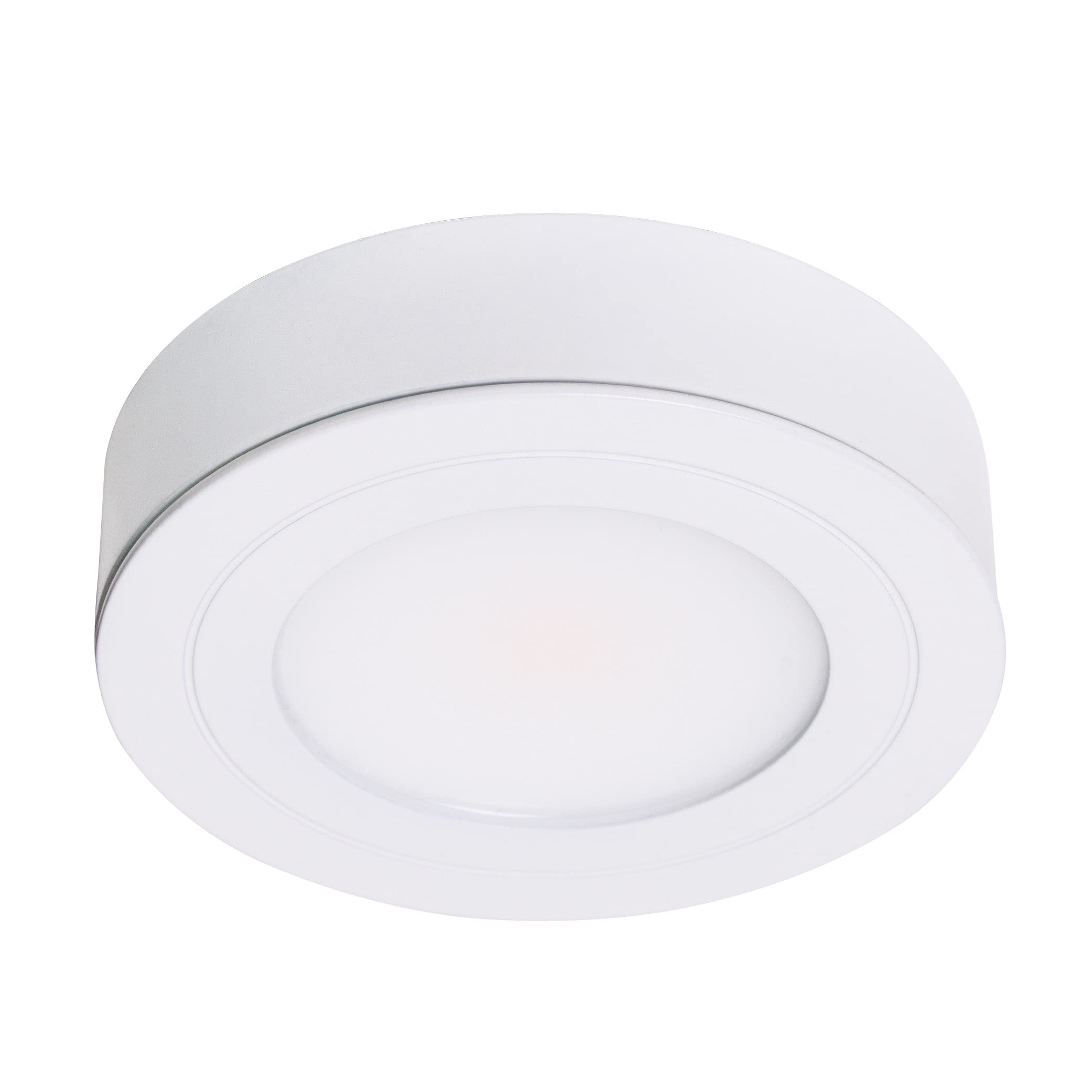 Armacost Lighting PureVue Dimmable Under Cabinet LED Puck Light, 4000K (Bright-White Light), 2.75 Inch, White Finish - 223412