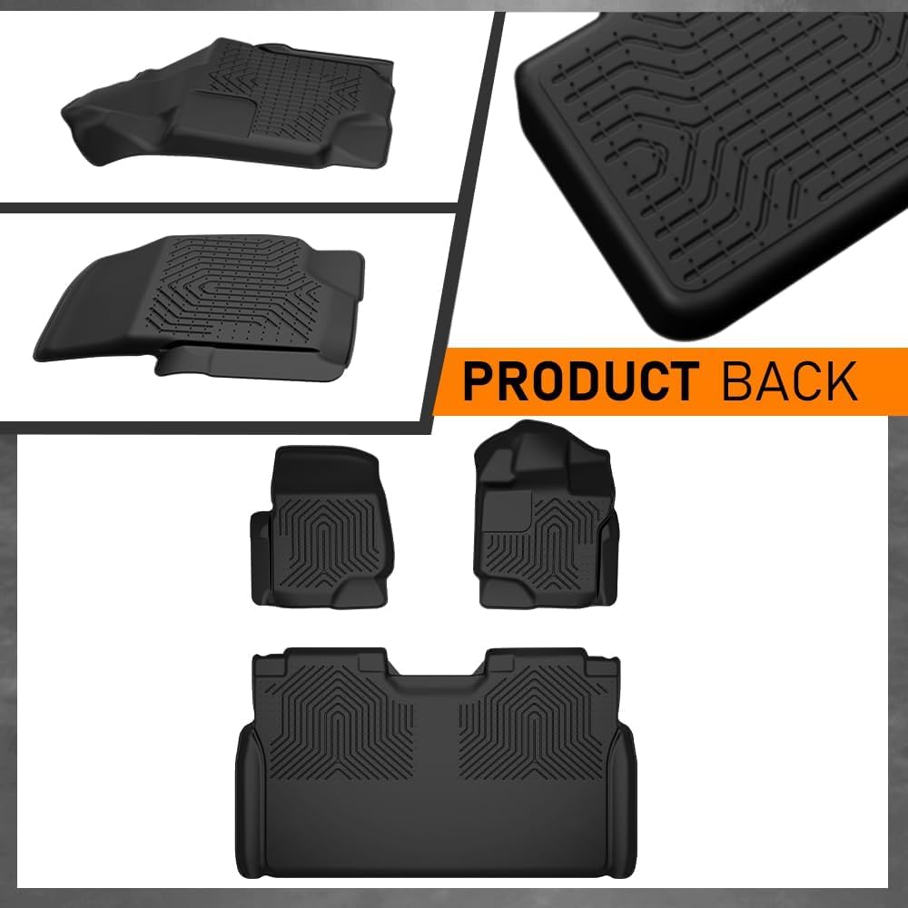 G-PLUS Floor Mats Fit for Toyota 4Runner 2013-2024/Fit Lexus GX460 2014-2023/Not Fit Vehicles with Vinyl Flooring, TPE Black,1st & 2nd Row 3pcs Mats