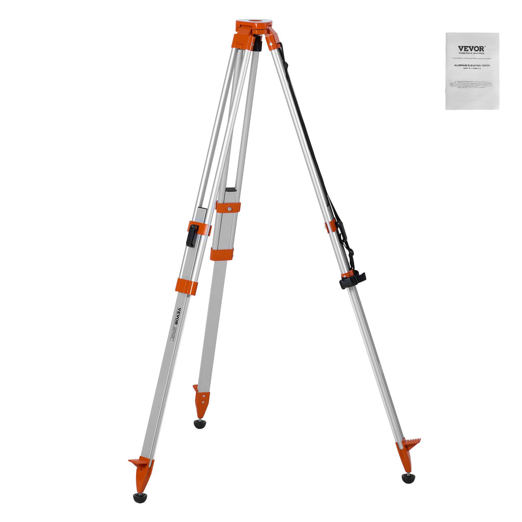VEVOR Laser Level Tripod Stand, 5/8"-11 Thread Mount, 16.53-65.55 inch Height Adjustment Heavy Duty Survey Tripod for Construction Laser Level Scanner, Retractable Legs Non-Skid Feet Professional