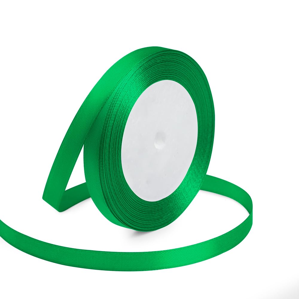 1" Wide x 100 Yards Single Face Polyester Satin Ribbon, Satin Ribbon for Crafts, Gift, Hair Bows, Wedding Party Decoration, Bow Making & Other Projects (Apple Green)