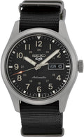 SEIKO SRPG37 Watch for Men - 5 Sports - Automatic with Manual Winding Movement, Black Dial, Stainless Steel Case, Black Nylon Strap, 100m Water Resistant, and Day/Date Display