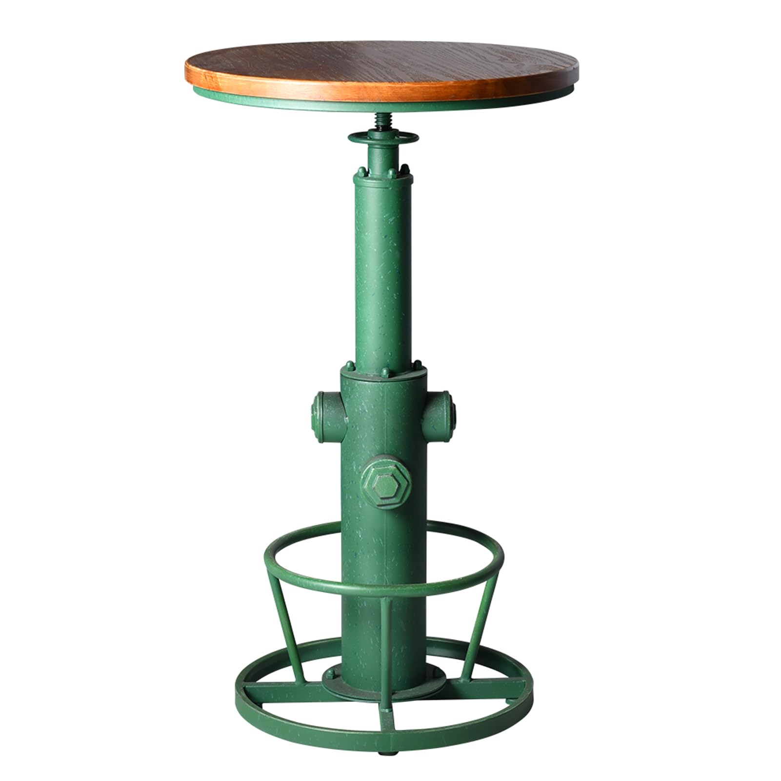 LOKKHAN Industrial Bar Table 38.6"-48.4" Height Adjustable Swivel Round Wood Tabletop 23.7" Dia, Kitchen Dining Office Coffee Bistro Pub Table (Aged Blue)