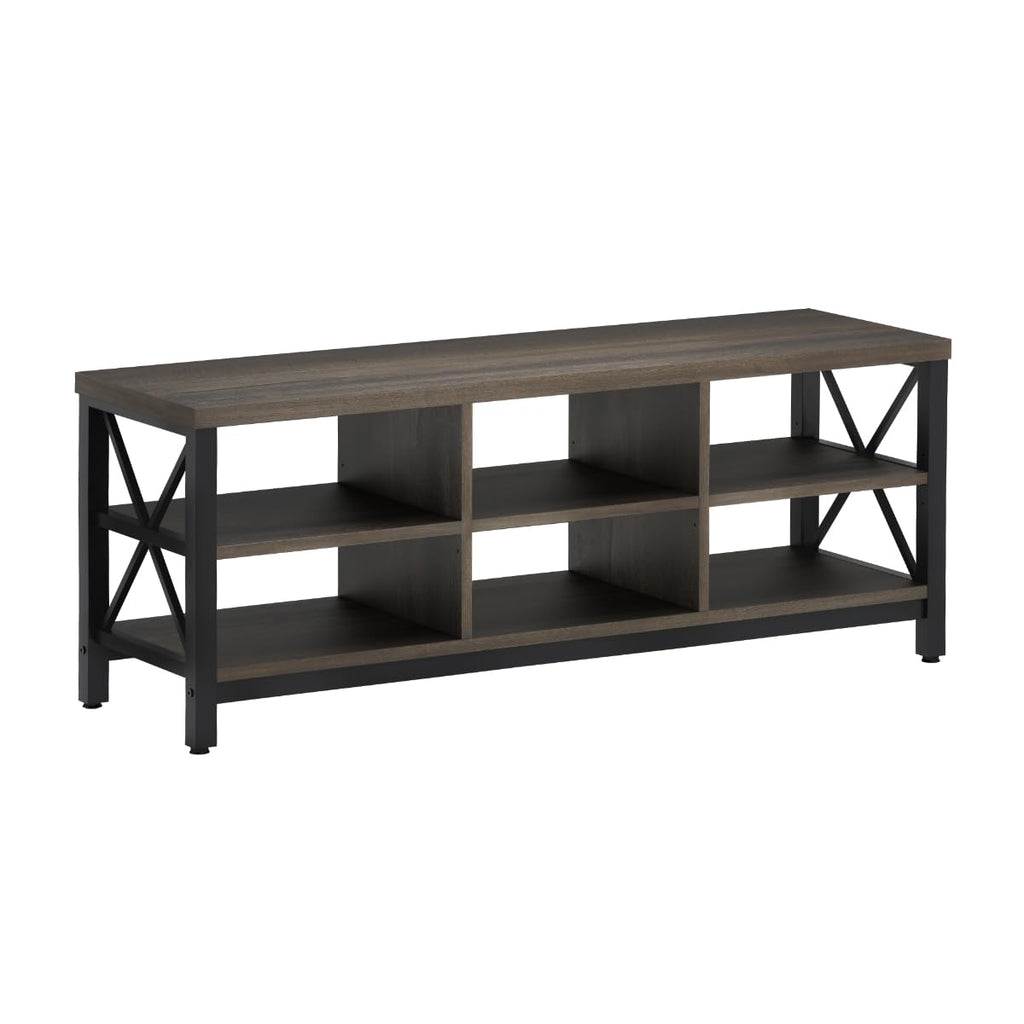 FATORRI Entryway Bench with Storage, 41 Inch Shoe Storage Bench, Industrial Wood Shoe Bench for Entry Way, Living Room, Bedroom and Mudroom (Black)