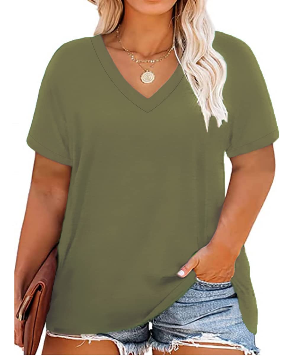 CARCOS Womens Plus Size Tops Short Sleeve Shirts V Neck Tunic Floral/Aniaml Blouses XL-5X