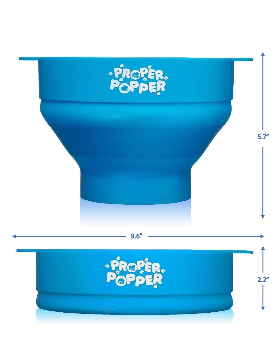 The Original Proper Popper Microwave Popcorn Popper, Silicone Popcorn Maker, Collapsible Bowl BPA Free & Dishwasher Safe - (Aqua)
