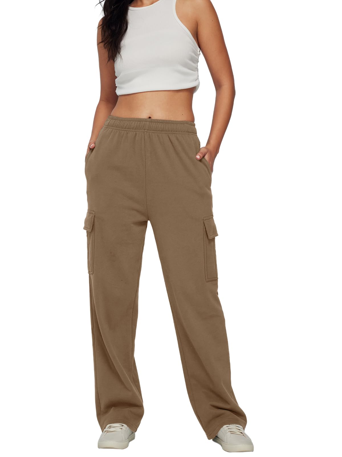 AUTOMET Womens Cargo Sweatpants Baggy Fleece High Waisted Joggers Sweat Pants Athletic Pants