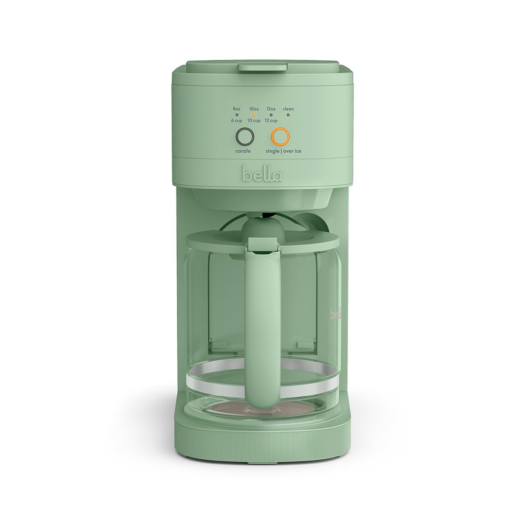 BELLA VersaBrew 2-in1 Coffee Maker, K-Cup compatible, Brew 3 Sizes Carafes & Single Serve Cups, Dishwasher Safe Reusable Filter & Filter Holder, Iced Coffee Function, 60oz Tank, Blossom