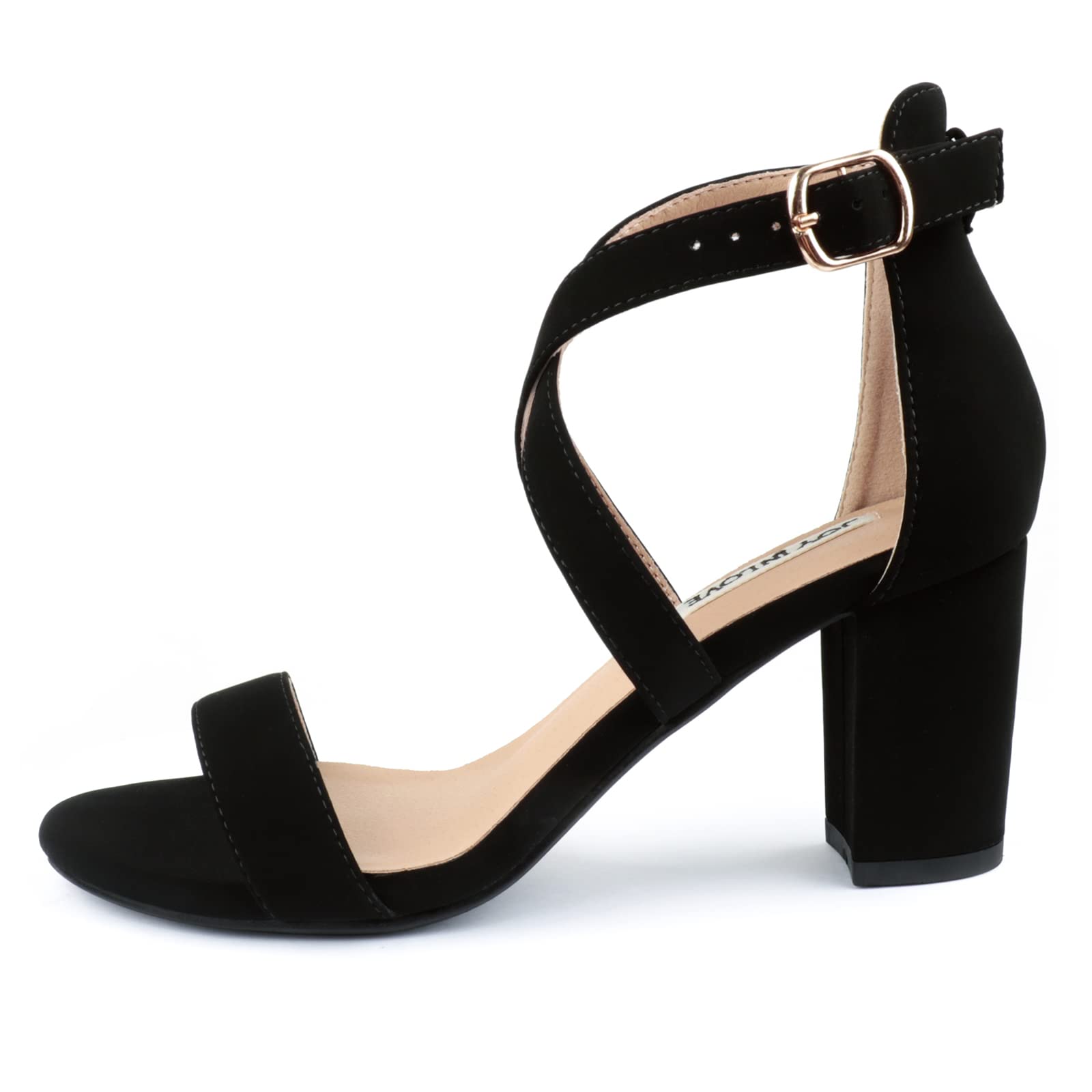 JOY IN LOVE Women's Chunky Block Heels 3 Inch Ankle Strap Low Heel Sandals