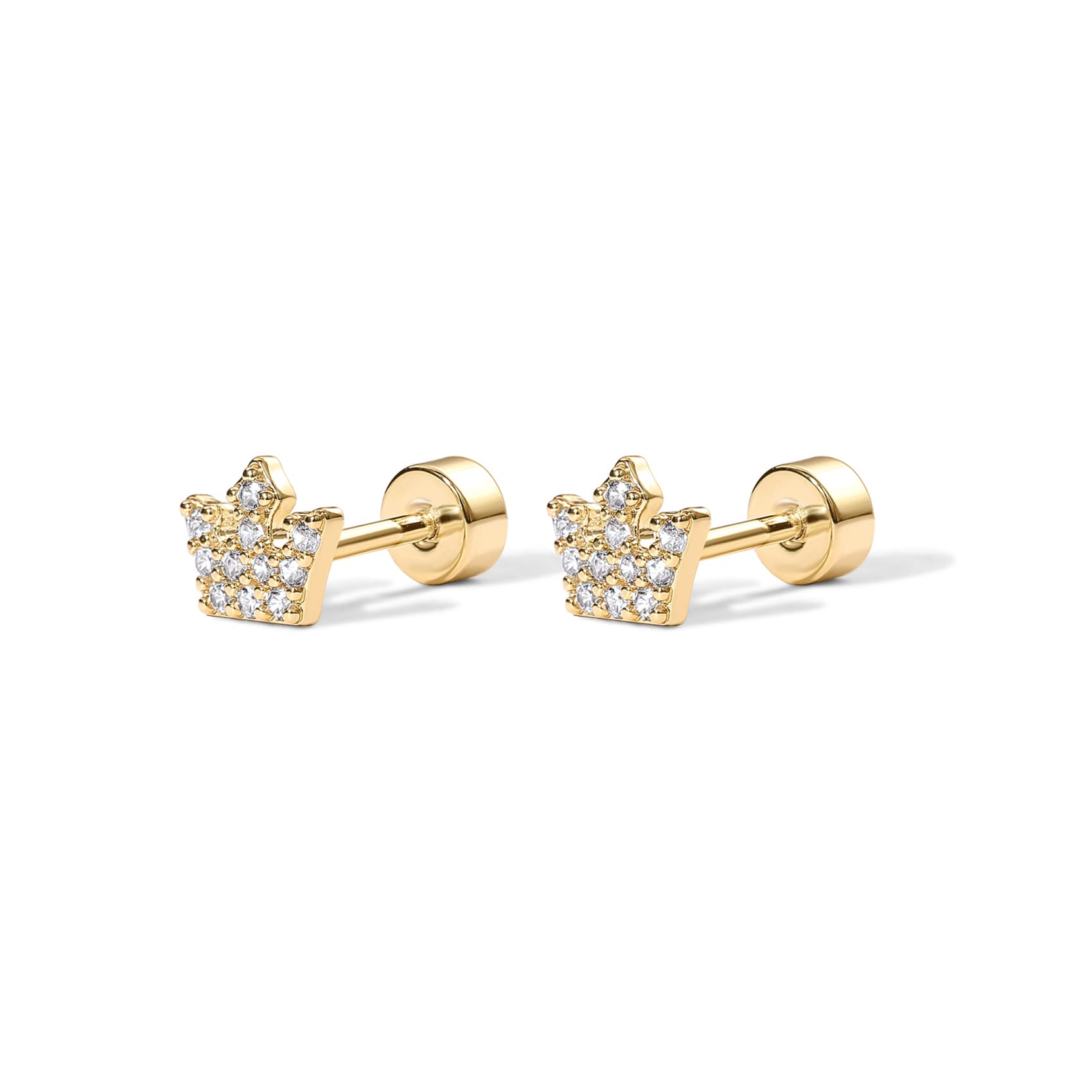 PAVOI 14K Gold Plated Flat Back Earrings | Solid 925 Sterling Silver Posts | Helix Cartilage Earrings for Women | Cubic Zirconia Stud Earrings | Trending Fashion Jewelry