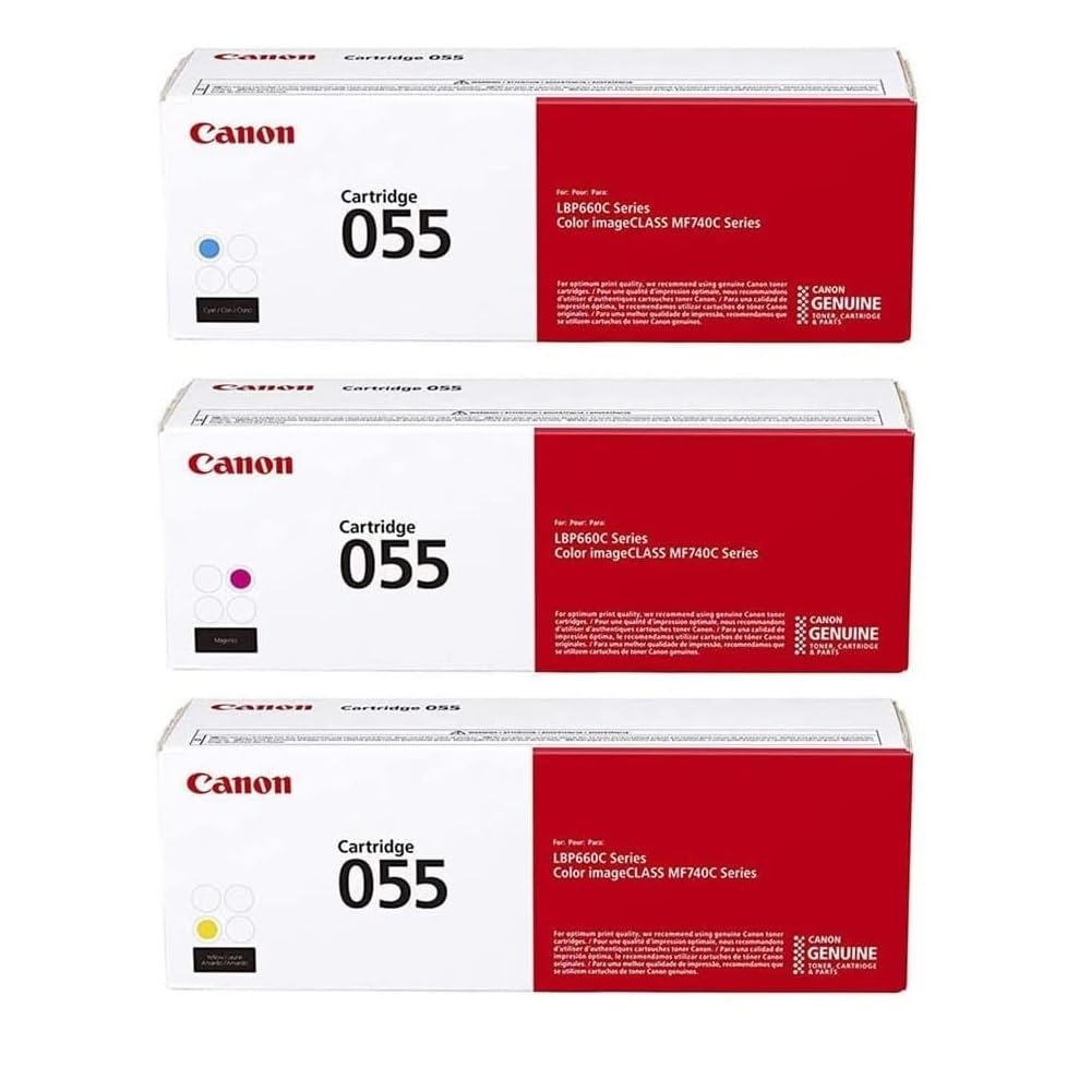 Canon Genuine 055 CMY Color Toner Cartridge Set, Cyan Magenta & Yellow 3-Pack