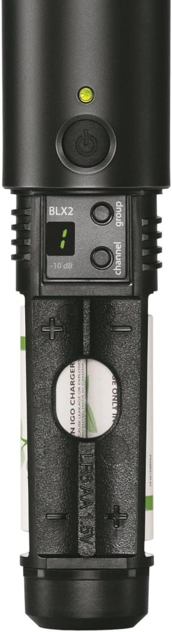 Shure BLX24/SM58 Wireless Microphone System - 14-Hour Battery Life, 300 ft Range, UHF | Includes SM58 Handheld Vocal Mic, Single Channel Receiver | H9 Band (BLX24/SM58-H9)