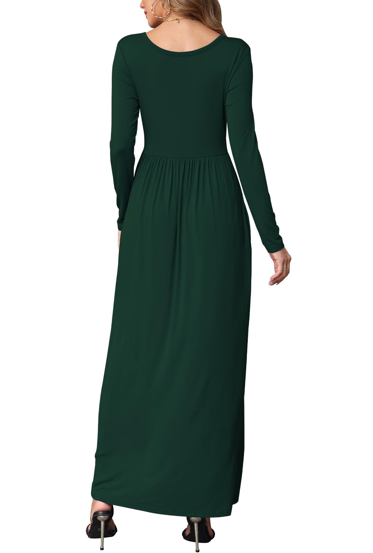 EUOVMY Women's Long Sleeve Loose Maxi Dresses Casual Long Dresses with Pockets