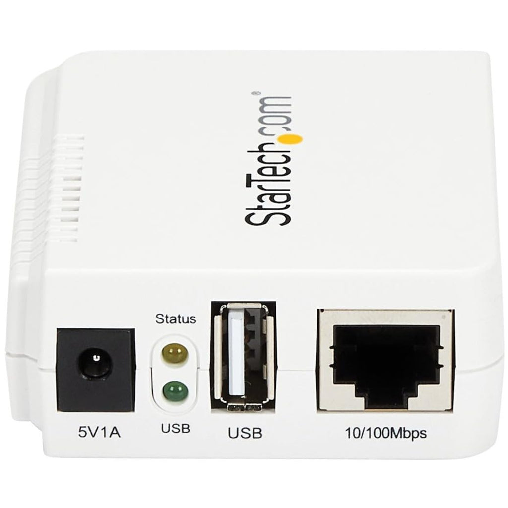 StarTech 1-Port USB 2.0 Network Print Server, 10/100 Mbps Auto-sensing, Wired Ethernet LAN USB Printer Server Adapter, TAA Compliant