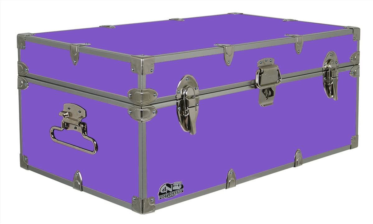 C&N Footlockers - Full-Size Happy Camper Trunk - #1 Summer Camp Trunk - Made in the USA - Steel Footlocker with Lid Stay - 32 x 18 x 13.5 Inches (Dark Green)