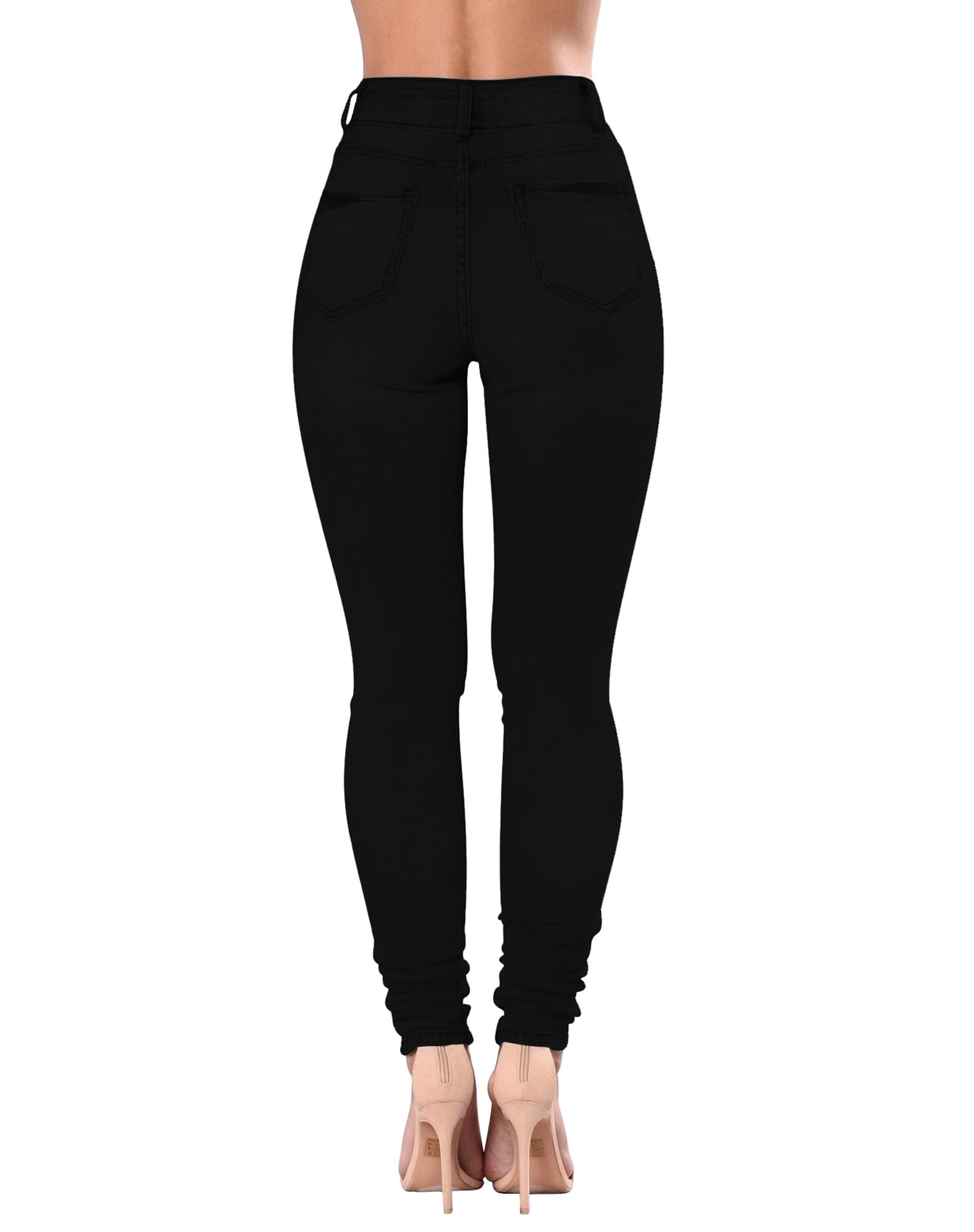 Qazel Vorrlon Women's High Waisted Jeans for Women Ripped Skinny Stretch Distressed Jeans High Rise Butt Lifting Demin Pants