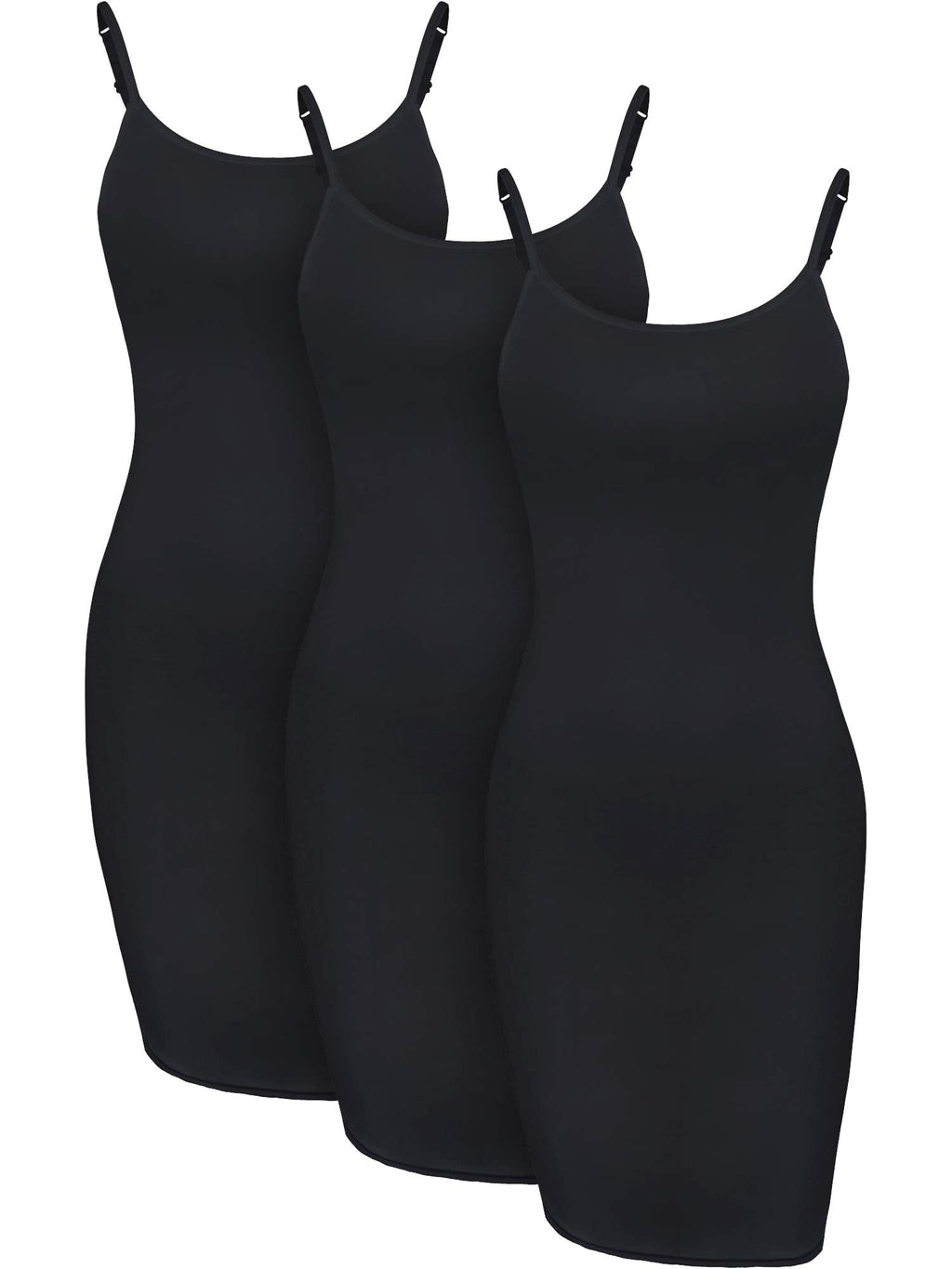 WILLBOND 3 Pieces Women's Basic Cami Long Tanks Dress Spaghetti Strap Slips for Under Dresses, Long Camisoles for Layering