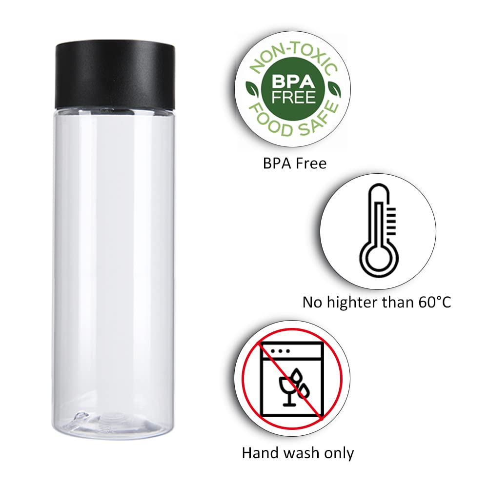 zmybcpack 24 Pack 10 OZ (300 ml) Clear PET Plastic Juice Bottles with Black Lids - Plastic Smoothie Bottles Ideal for Juice, Milk, Homemade Beverages