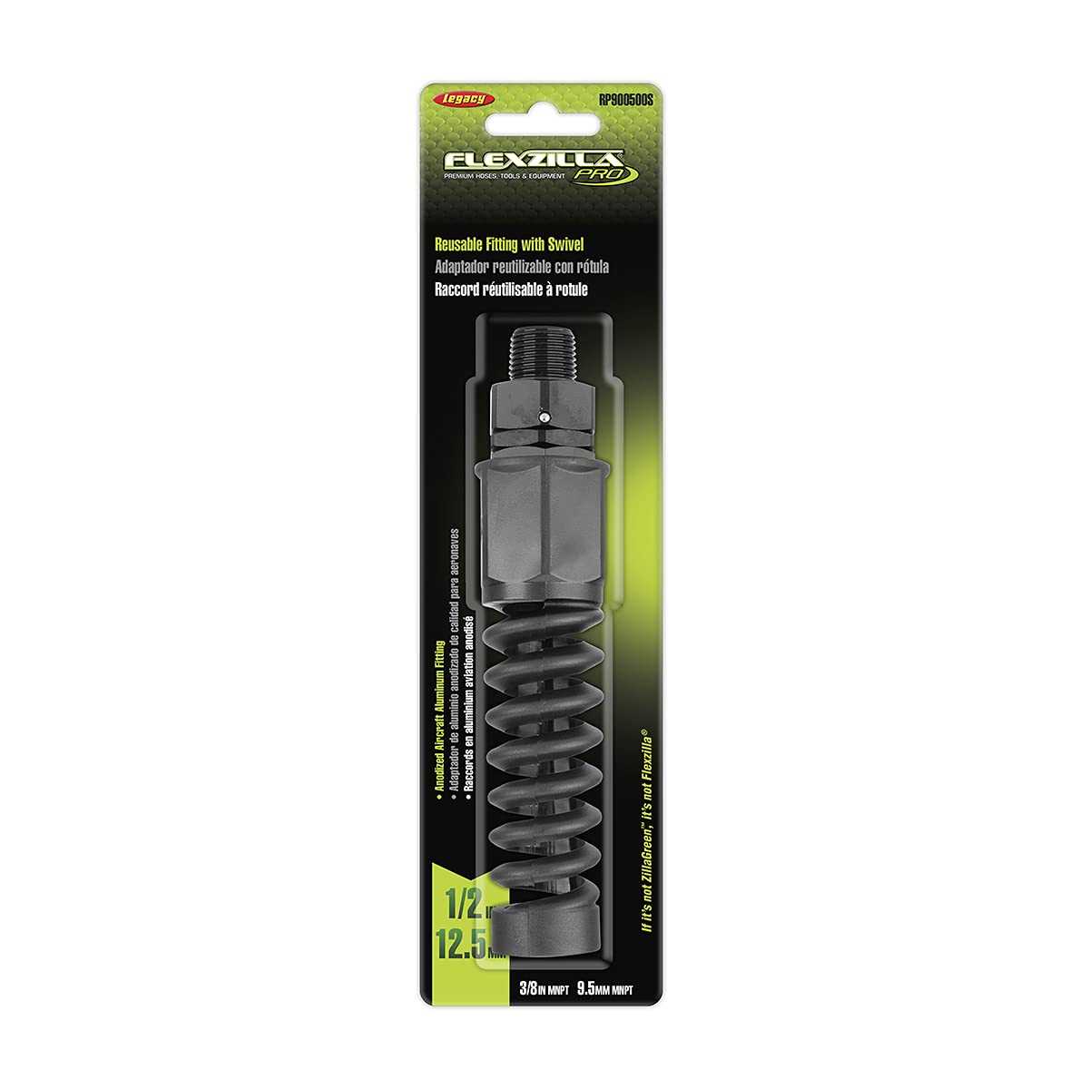 Flexzilla Pro Air Hose Reusable Fitting with Swivel, 1/2 in. - RP900500S