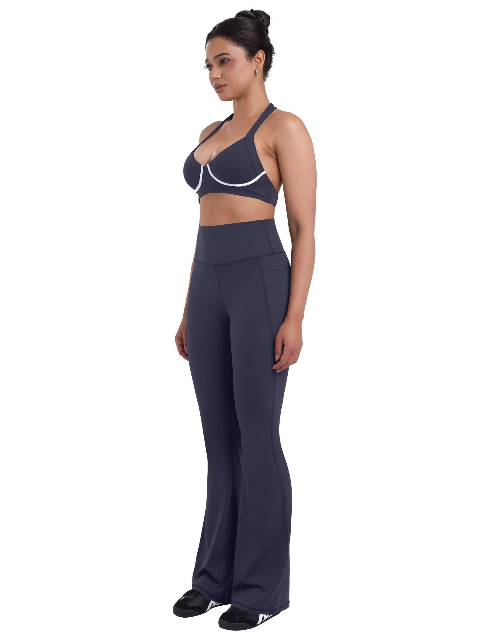 Sunzel Women Mini Flare Leggings with Pockets Breathable Bootcut Yoga Pants | Mini Flare, Buttery Soft, High Stretchy, High Waisted Tummy Control, Gym Clothes, Workout Casual Dance