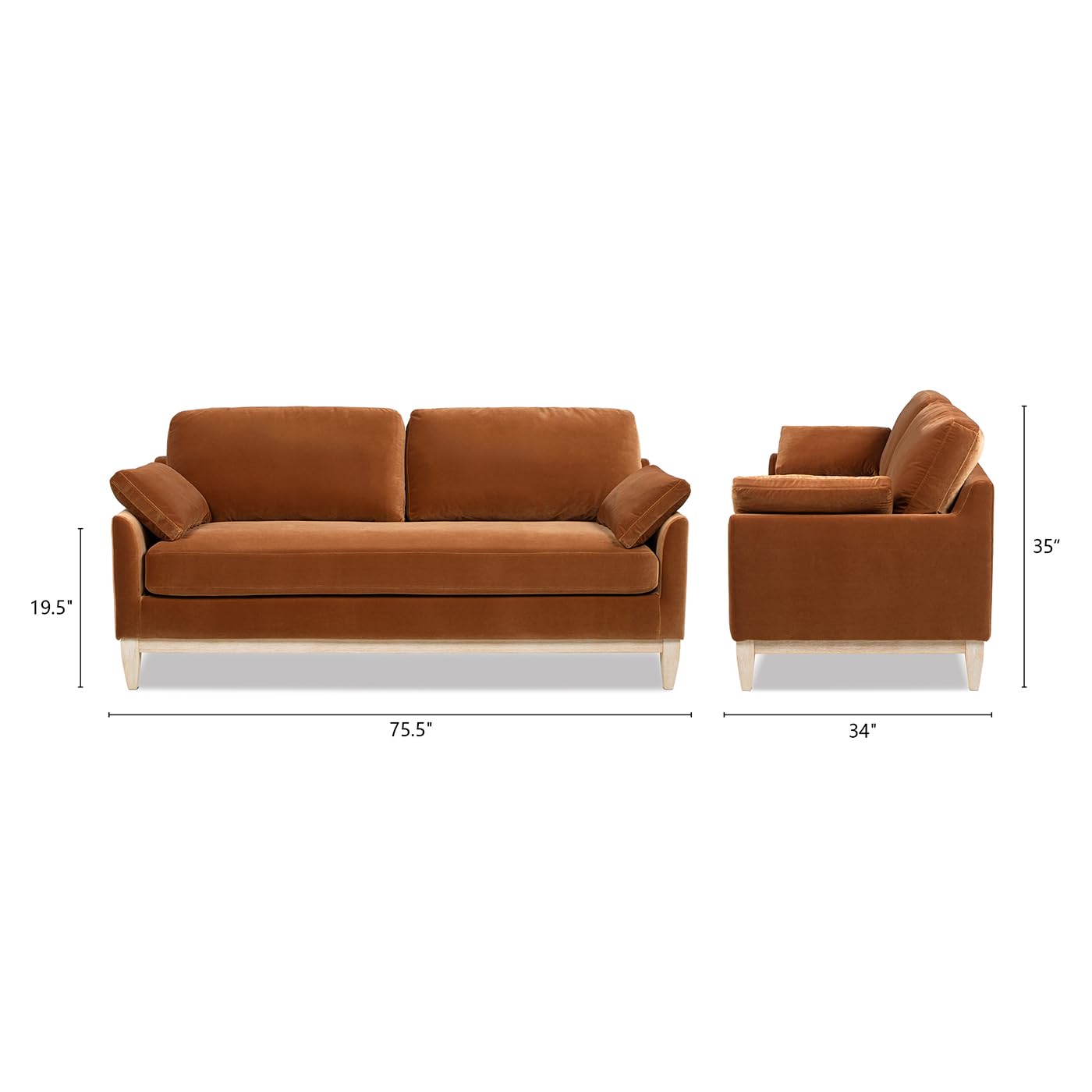 Jennifer Taylor Home Pasadena 36" Wide Modern Farmhouse Accent Arm Chair, Burnt Orange Performance Velvet