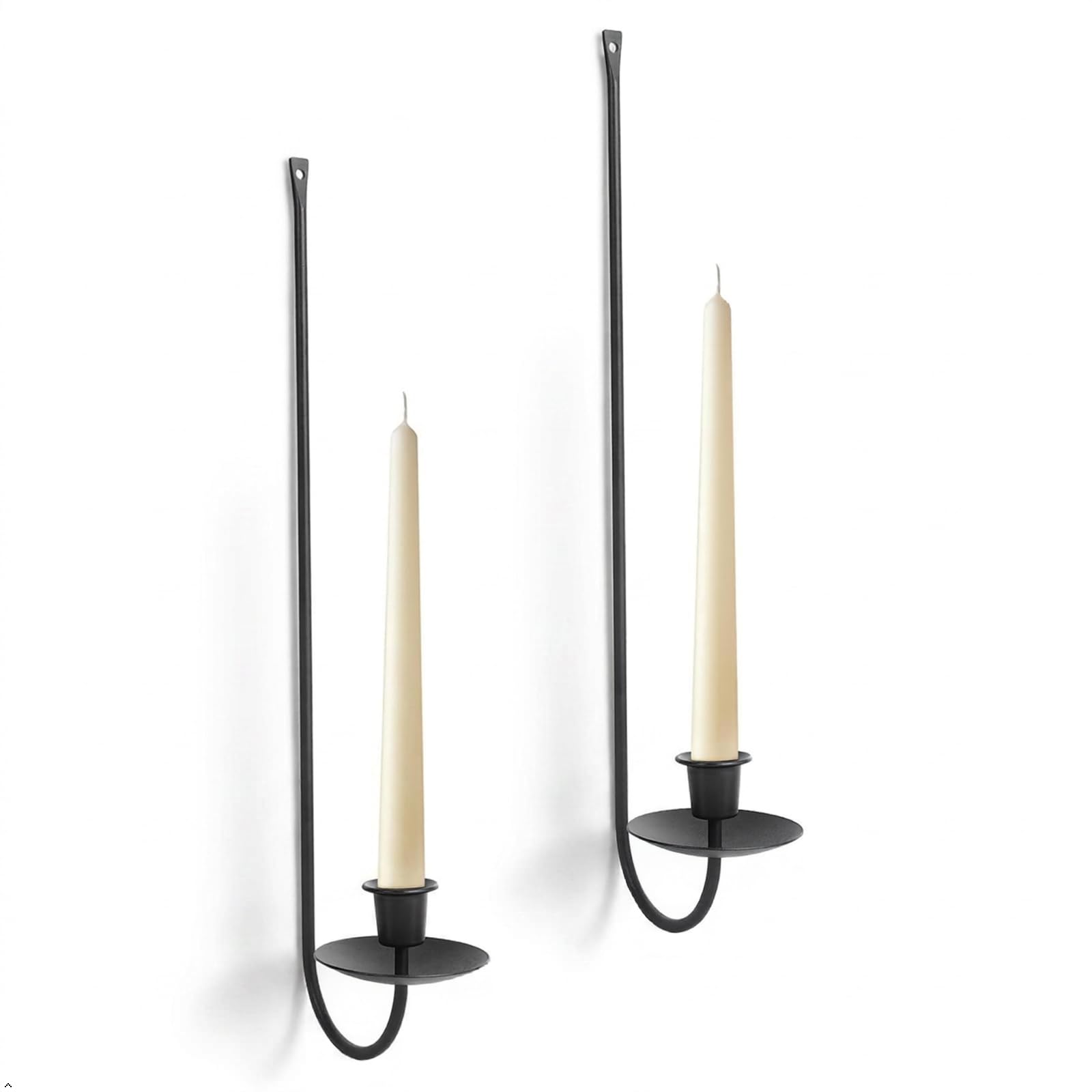 Black Hurricane Glass Candle Holders Set of 3, Tall Metal Taper Candle Stick Holder, Clear Candlestick Holders, Table Centerpieces Decor for Dining Dinner, Weddings, Christmas Fireplace Decorations