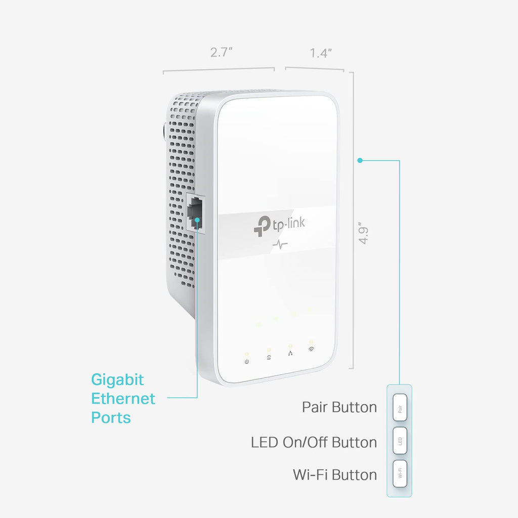 TP-Link Powerline WiFi Extender TL-WPA7617 - AC1200 Dual Band Powerline Network Extender, Gigabit Port, Passthrough, OneMesh, Ethernet Over Power, 𝐀𝐝𝐝-𝐨𝐧 𝐔𝐧𝐢𝐭