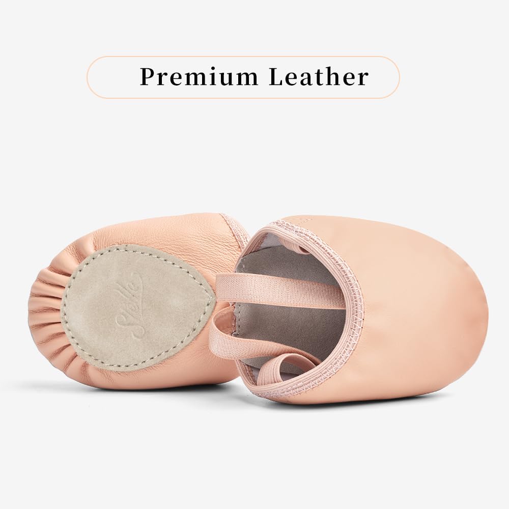 Stelle Leather Half Soles Dance Shoes Womens Lyrical Pirouette Turners Dance Shoes for Turning (Girls/Boys/Men/Adult)