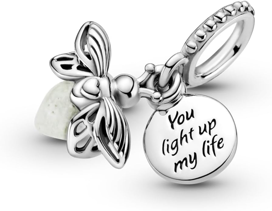 Pandora Glow-in-the-Dark Firefly Dangle Charm - Compatible Moments Bracelets - Jewelry for Women - Gift for Women - Made with Sterling Silver