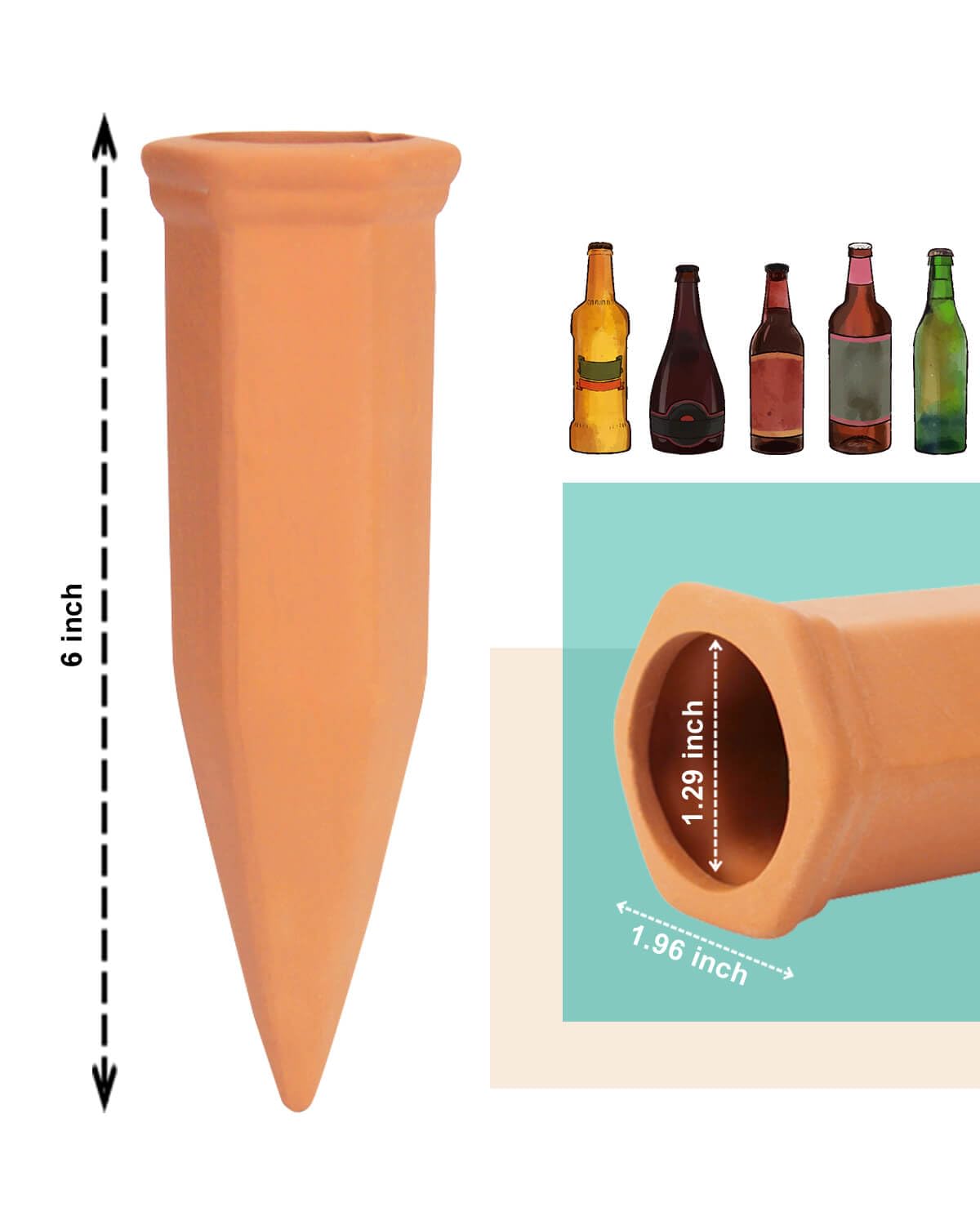 vensovo Terracotta Self Watering Spikes - 24 Pcs Potted Plant Watering Devices Vacation Self-Watering Stakes for Outdoor, Indoor Plants, Wine Bottle