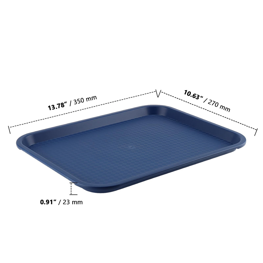 ZOENHOU 6 Pack 14 x 10 Inch Fast Food Tray, Rectangular Cafeteria Serving Trays, Plastic Trays for Food, Black