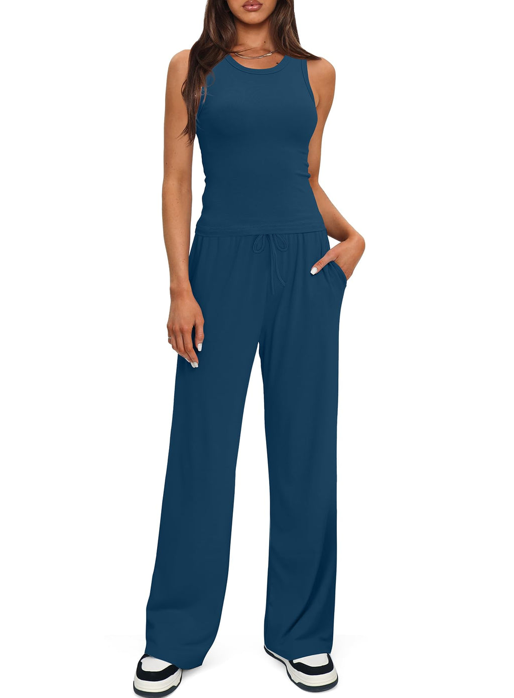 Darong Women's 2 Piece Summer Outfits Sleeveless Matching Lounge Sets